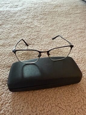 Classic Giorgio Armani Semi-Rim Metal Reading Glasses - Black and Silver